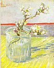 Vincent van Gogh Sprig of Flowering Almond Blossom in a glass painting